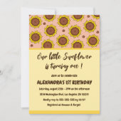 ひまわり1歳の誕生日招待状かわいいモダン 招待状 (正面)