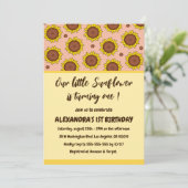 ひまわり1歳の誕生日招待状かわいいモダン 招待状 (スタンド正面)