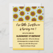 ひまわり1歳の誕生日招待状かわいいモダン 招待状 (正面)