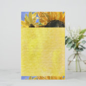 ひまわり1水彩留パーソナライズされた置型 便箋 (スタンド正面)