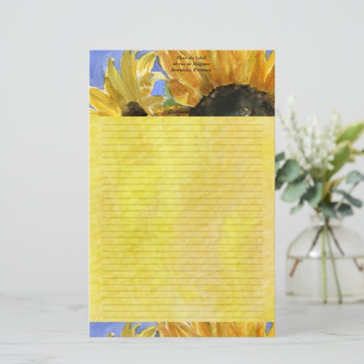 ひまわり1水彩留パーソナライズされた置型 便箋 (スタンド正面)