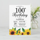 ひまわり100番目の誕生日招待状 招待状 (スタンド正面)