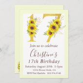 ひまわり17誕生日 招待状 (正面/裏面)