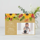ひまわり1st第1誕生日ガールフォトフローラ 招待状 (スタンド正面)