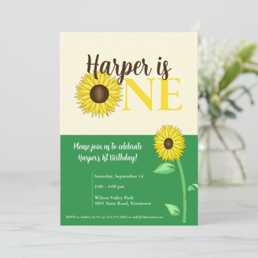 ひまわり1st誕生日パーティの招待状 招待状 (スタンド正面)