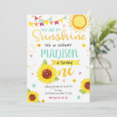 ひまわり1st誕生日招待状for a Girl 招待状 (スタンド正面)
