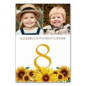 ひまわり2枚結婚の写真のテーブル番号 テーブルナンバー (裏面)