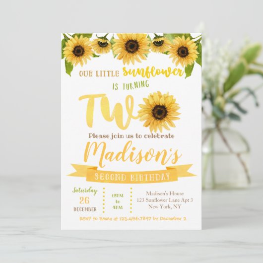 ひまわり2歳の誕生日パーティの招待状 招待状 (スタンド正面)