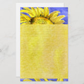 ひまわり2水彩留パーソナライズされた定型 便箋 (正面/裏面)