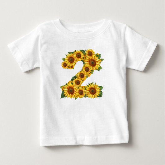 ひまわり2番テーマ 2歳の小さな女の子 ベビーTシャツ (正面)