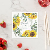 ひまわり21歳の誕生日パーティー スタンダードカクテルナプキン (インサイチュ)