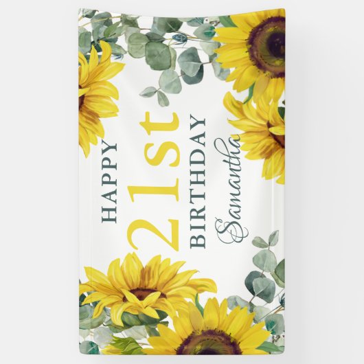 ひまわり21歳の誕生日パーティー 横断幕 (縦)