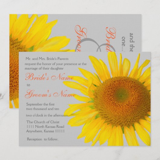 ひまわり2 ウェディング 招待状 (正面/裏面)