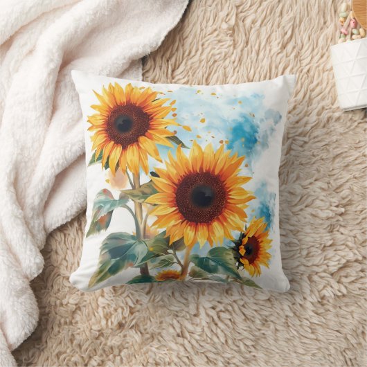 ひまわり3つ クッション (ブランケット)