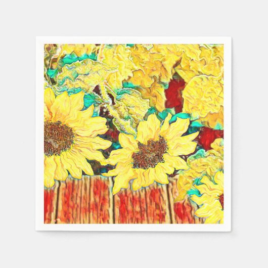 ひまわり3つ スタンダードカクテルナプキン (正面)