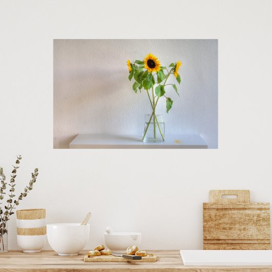 ひまわり3つ ポスター (キッチン)