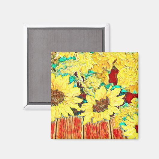 ひまわり3つ マグネット (正面/裏面)