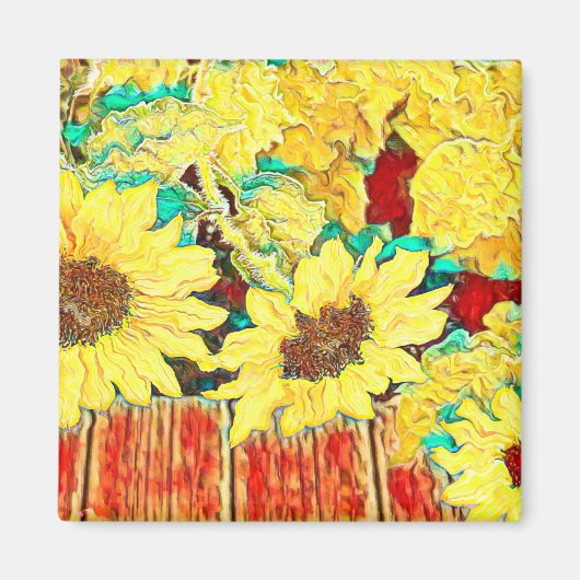 ひまわり3つ マグネット (正面)