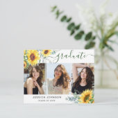 ひまわり3写真卒業パーティー招待状 ポストカード (スタンド正面)