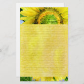 ひまわり3水彩留パーソナライズされた定型 便箋 (正面/裏面)