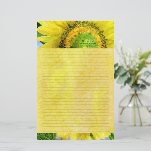 ひまわり3水彩留パーソナライズされた定型 便箋 (スタンド正面)