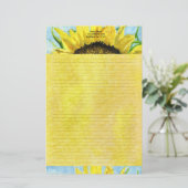 ひまわり4水彩留パーソナライズされた定型 便箋 (スタンド正面)