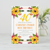 ひまわり40歳の誕生日イエローフローラ大人 招待状 (スタンド正面)