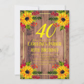 ひまわり40th誕生日ウッドフローラ大人 招待状 (正面)
