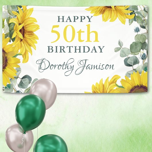 ひまわり50歳の誕生日パーティー 横断幕