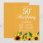 ひまわり50番目の誕生日招待状 招待状 (正面/裏面)