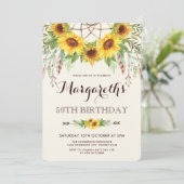 ひまわり50th誕生日パーティーBoho Feather 招待状 (スタンド正面)