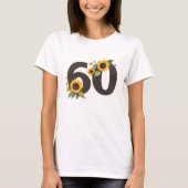 ひまわり60周年レディースTシャツ - 60歳の誕生日 Tシャツ (正面)