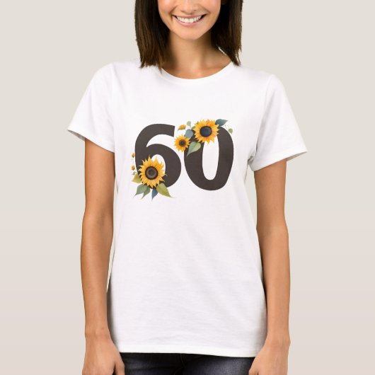 ひまわり60周年レディースTシャツ - 60歳の誕生日 Tシャツ (正面)