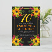 ひまわり70誕生日黄色フローラ大人 招待状 (スタンド正面)