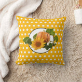 ひまわり&かぼちゃ白いドット感謝祭 クッション (ブランケット)