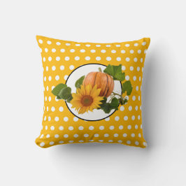 ひまわり&かぼちゃ白いドット感謝祭 クッション