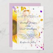 ひまわり（ばちゃばちゃ）跳ねる結婚式招待状 招待状 (正面/裏面)