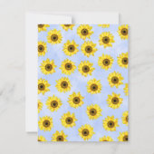 ひまわり、ほこりっぽい青いバラ結婚式の日付を保存 招待状 (裏面)