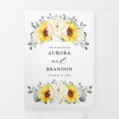ひまわり アイボリー ピオニー フラワー ユーカリ ウェディング    三つ折り案内状 (カバー)
