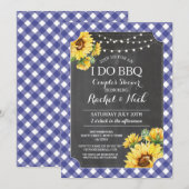 ひまわり アイ・ドゥ・BBQ カップルシャワー ギンガム 招待状 (正面/裏面)