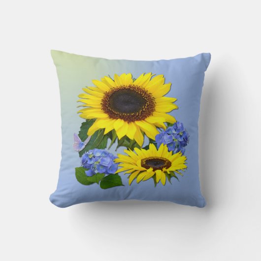 ひまわり&アジサイ クッション (正面)