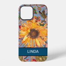 ひまわり ウィリアム・モリス iPhone 12 カスタムケース 名前刺繍