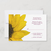 ひまわり ウェディング返信カード - ワインと黄色 出欠カード (裏面)