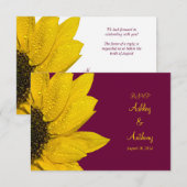 ひまわり ウェディング返信カード - ワインと黄色 出欠カード (正面/裏面)