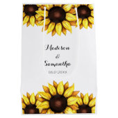 ひまわり ウェディング イエロー ホワイト ミディアムペーパーバッグ (裏面)