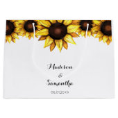 ひまわり ウェディング イエロー ホワイト ラージペーパーバッグ (正面)