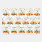 ひまわり ウェディング パーソナライズされた名前 ダマスク 3 ラッピングペーパーシート (正面3)