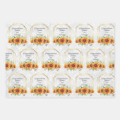 ひまわり ウェディング パーソナライズされた名前 ダマスク 3 ラッピングペーパーシート (正面2)