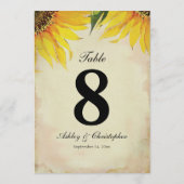 ひまわり ウェディング レセプション テーブル ナンバー エイト 招待状 (裏面)
