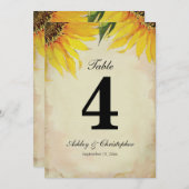 ひまわり ウェディング レセプション テーブル ナンバー フォー 招待状 (正面/裏面)